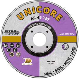 UNICORE 9 inch thin cutting disc for metal and Inox